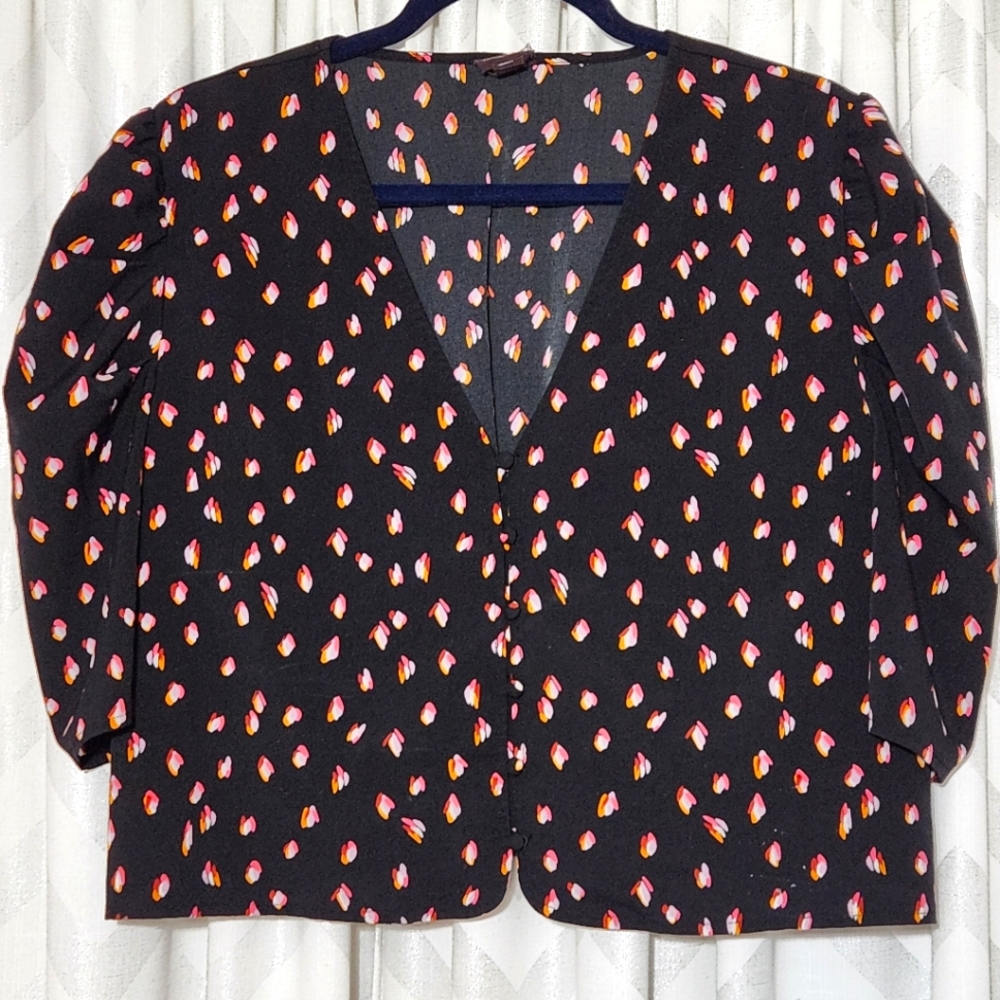 Free Press Button Front Crop Blouse